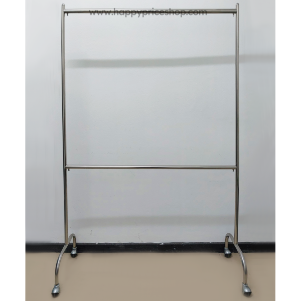 ราวแขวนผ้าสแตนเลส2ชั้น120 ซม. สูง170ซม. มีล้อ ล้อดำ
