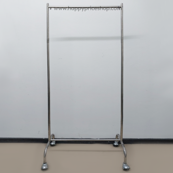ราวแขวนผ้า80ซม สแตนเลส สูง170ซม. มีล้อ ล้อดำ